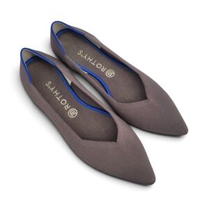 Rothys Point Flats W 11 Gray Knit Slip On Comfortable Sustainable Ballet Work